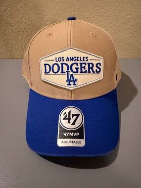 Los Angeles Dodgers ’47 MVP Adjustable Hat Tan Blue Strapback NWT MLB Cap